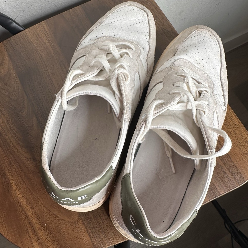 HTF CLAE Malone Men 10 Cream Leather & Smoke Comfrey Court Sneakers Classic - Picture 6 of 10